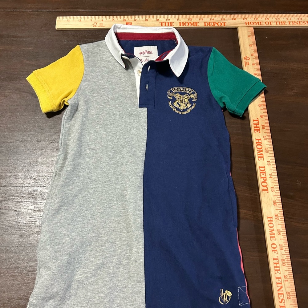 Mini Boden Multi-Color Block Polo — Navy, Gray, Yellow & Green